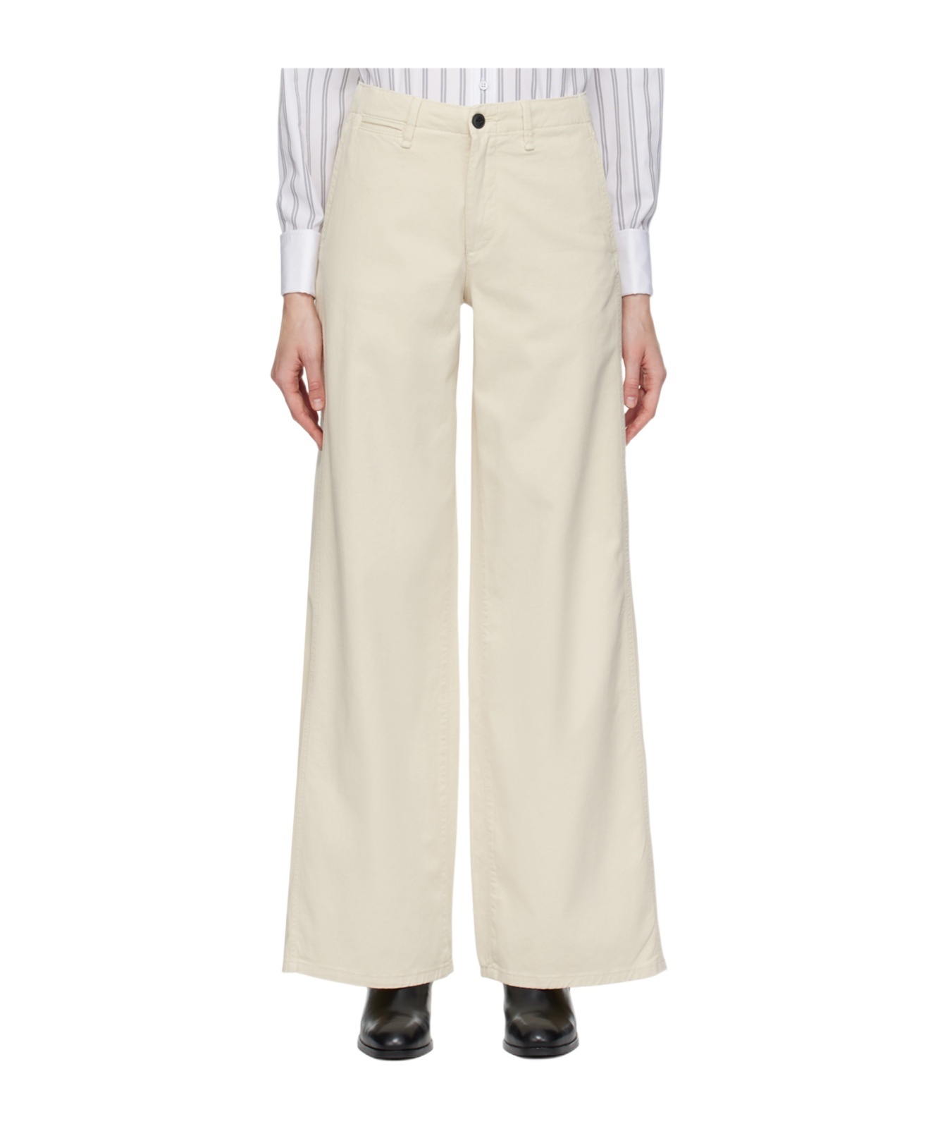 Rag & Bone Sofie Wide-legged Casual Pants In White