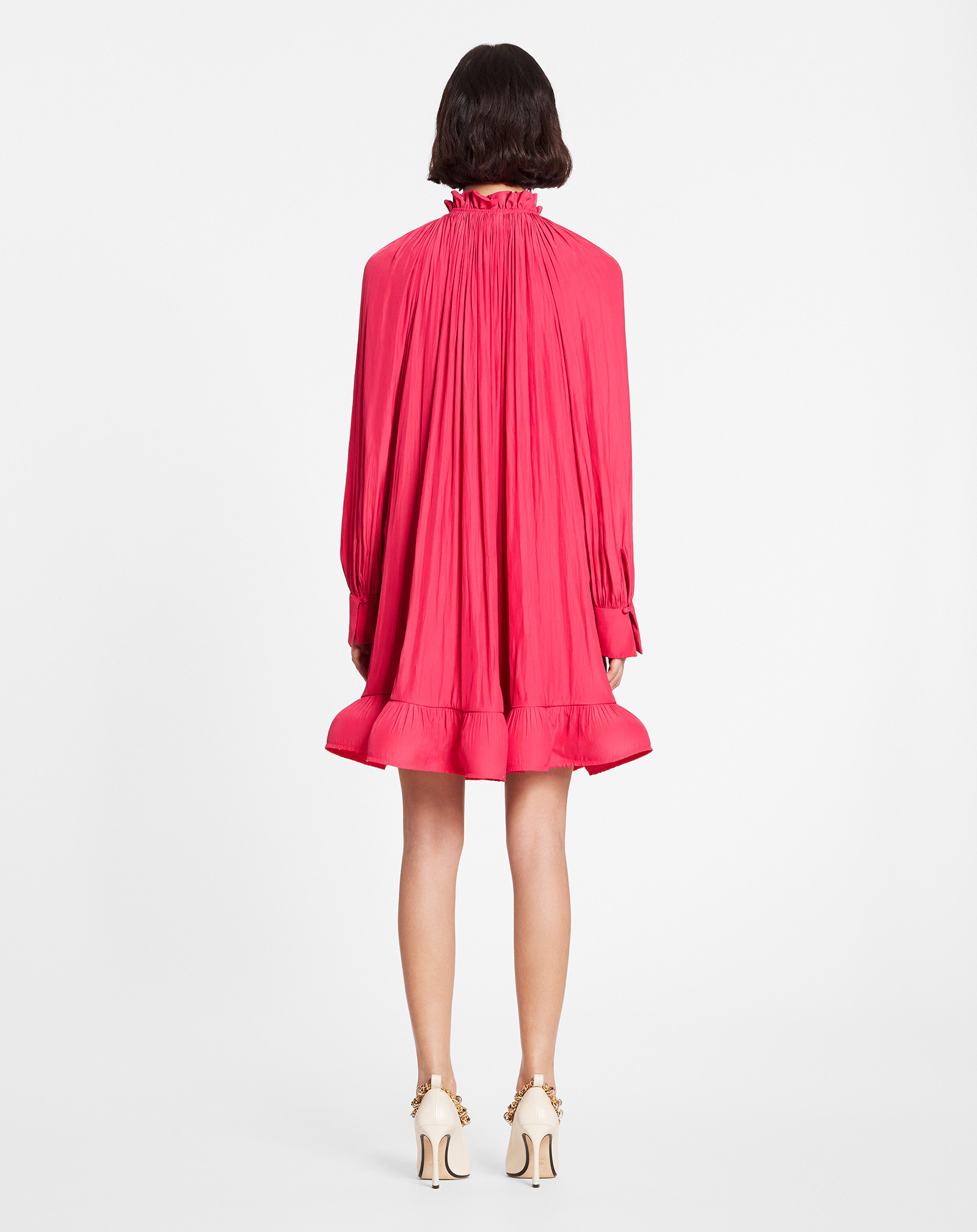 LANVIN RUFFLED CHARMEUSE MINIDRESS