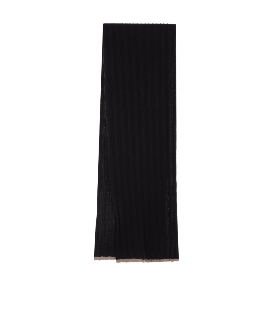 Brunello Cucinelli Ribbed-knit Cashmere Scarf In Black