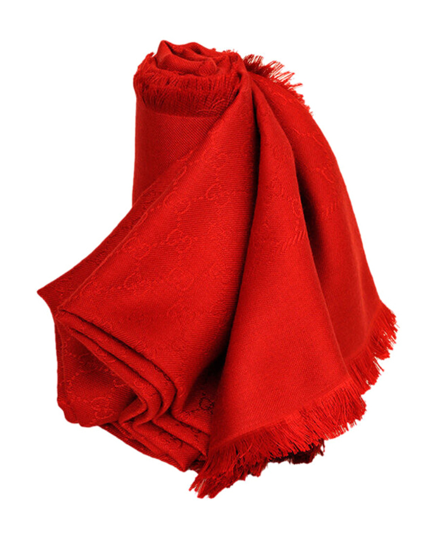 Gucci Double Gg Logo Scarf In Red