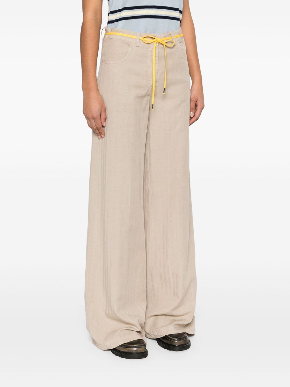 Aspesi Striped Wide-leg Trousers In Brown