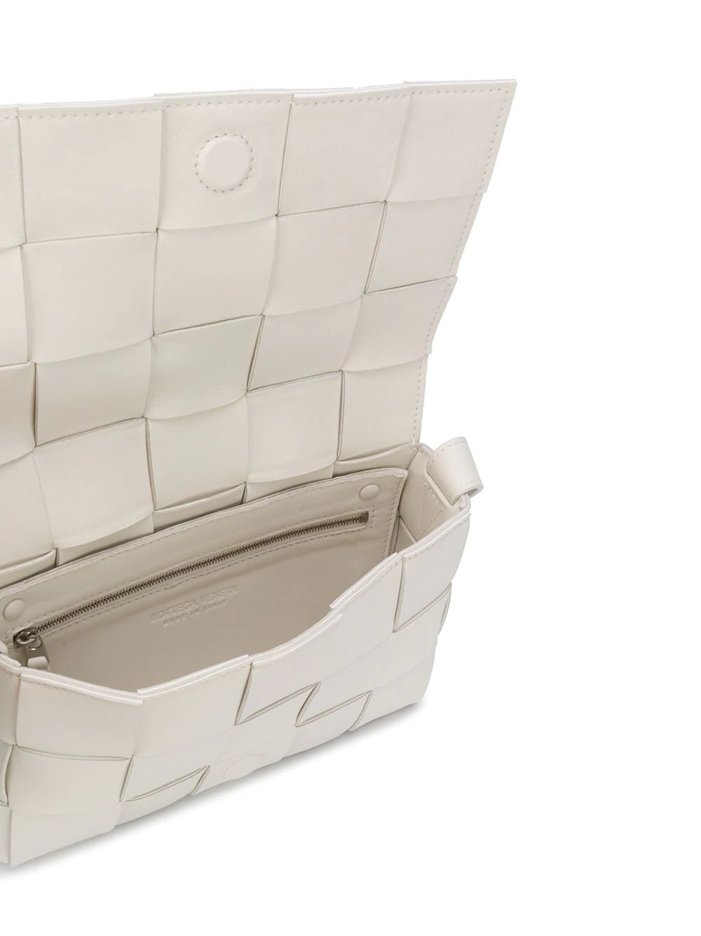 Bottega Veneta Cassette Small Intrecciato Leather Shoulder Bag In White