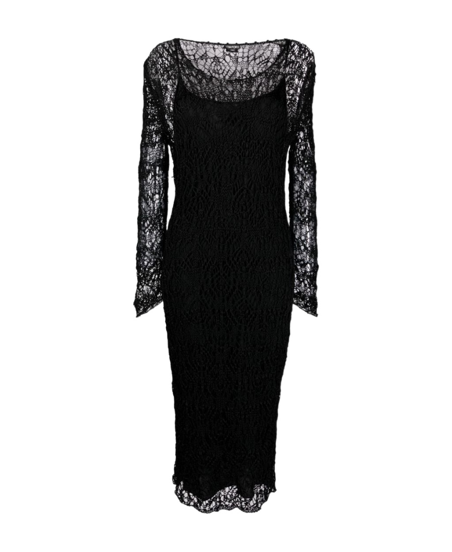 Tom Ford Lace-patterned Pencil Dress In Black