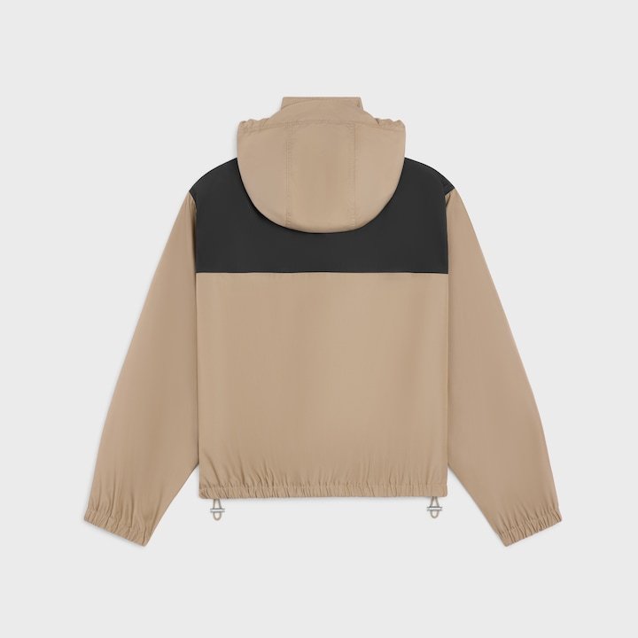 Celine Men Bicolor Nylon Jacket In Brown
