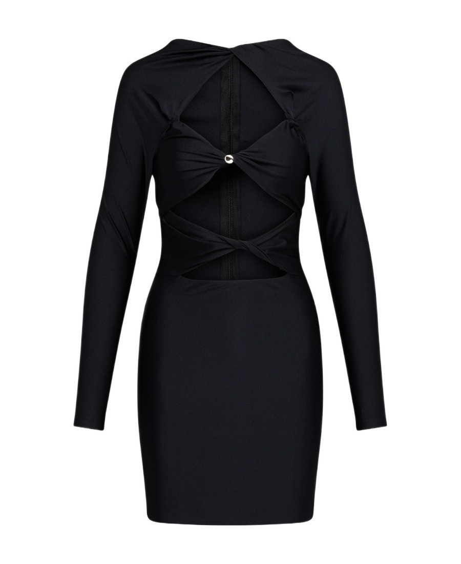Coperni Logo Hollowed-out Dress In Black