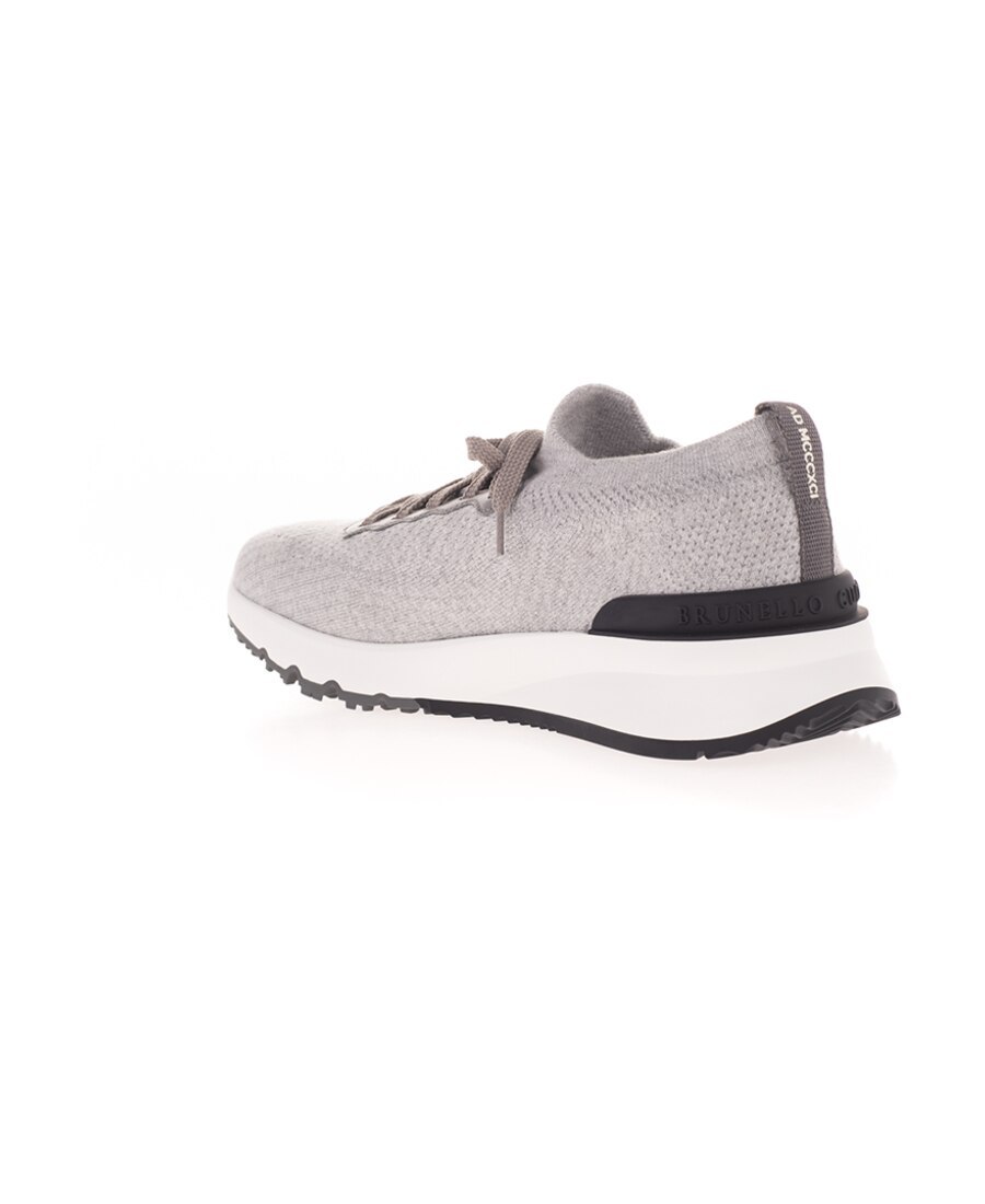 Brunello Cucinelli Knitted Low-top Sneakers In Gray