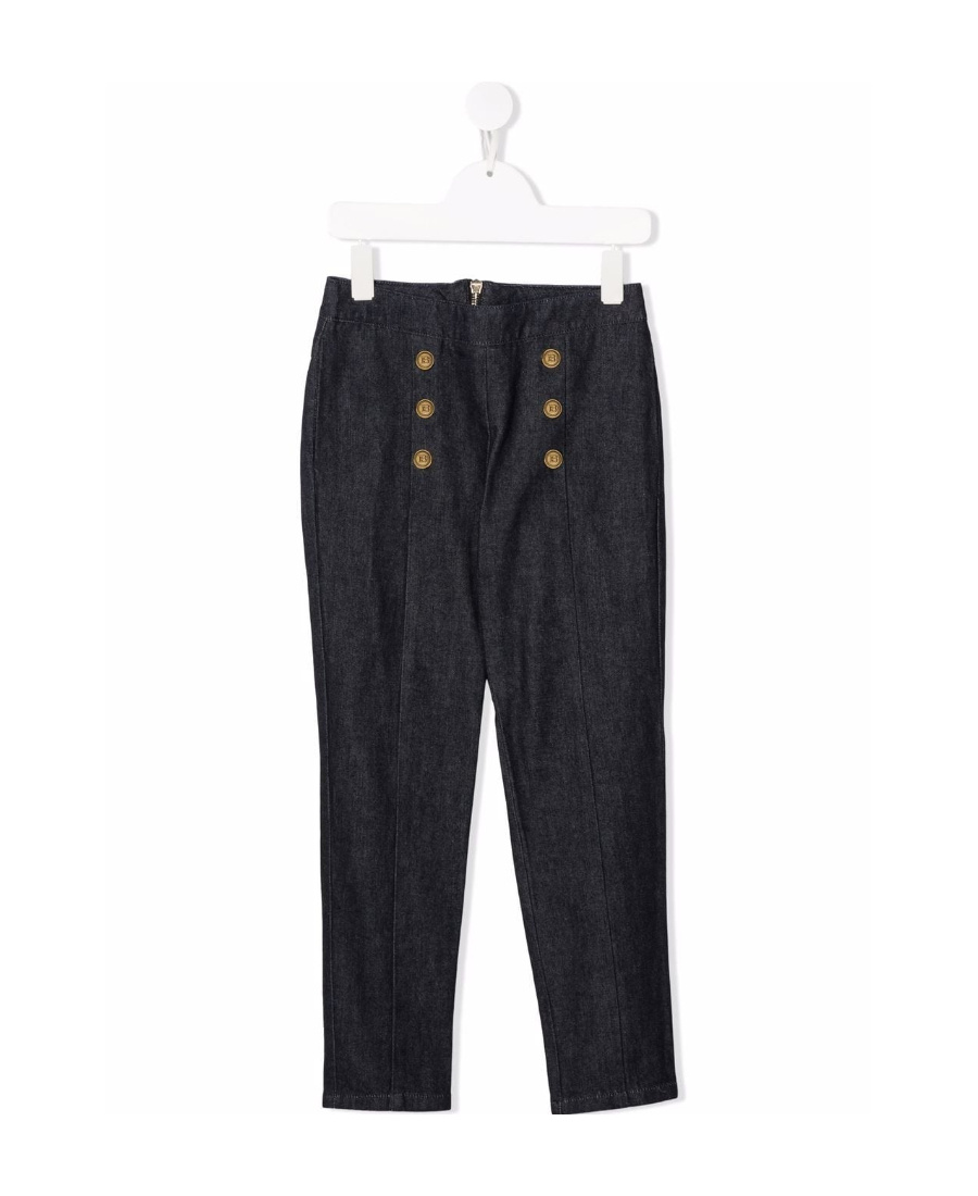 Balmain Double-breasted Button Trousers In Black