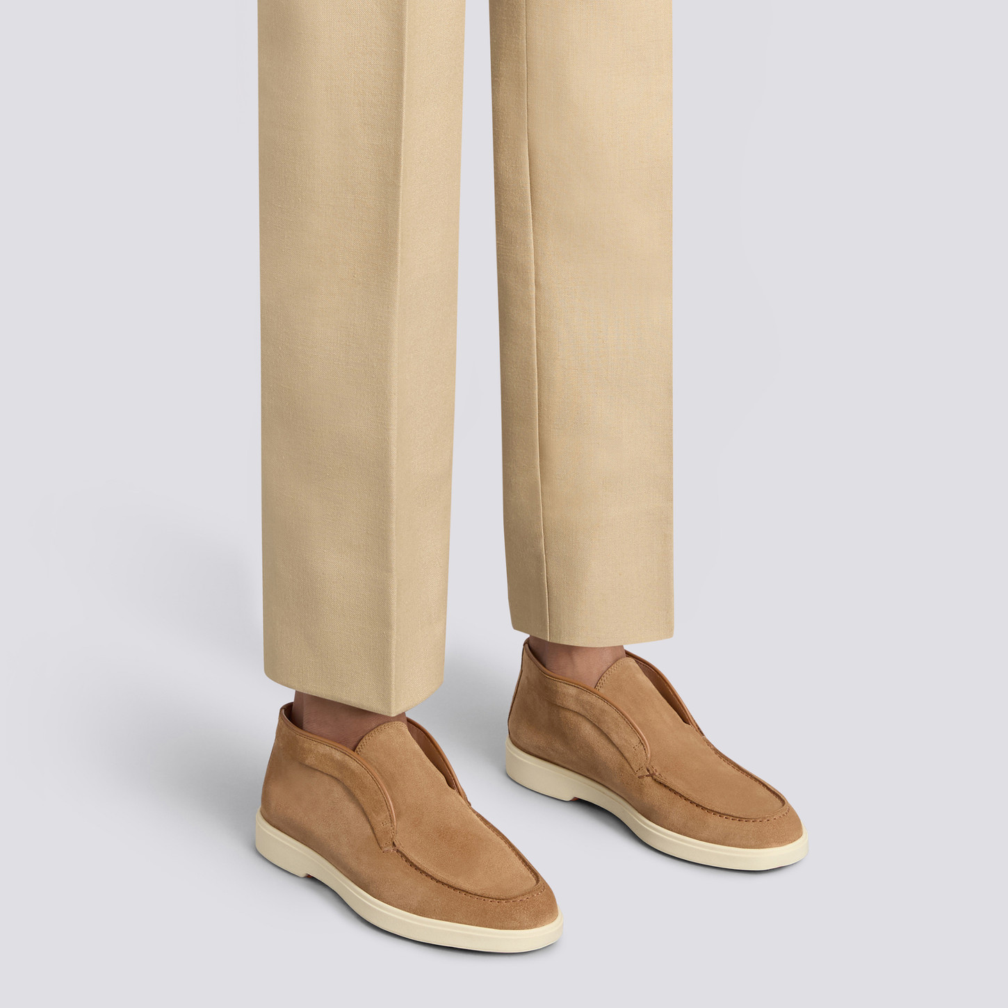 Santoni Round Head Desert Boots In Brown