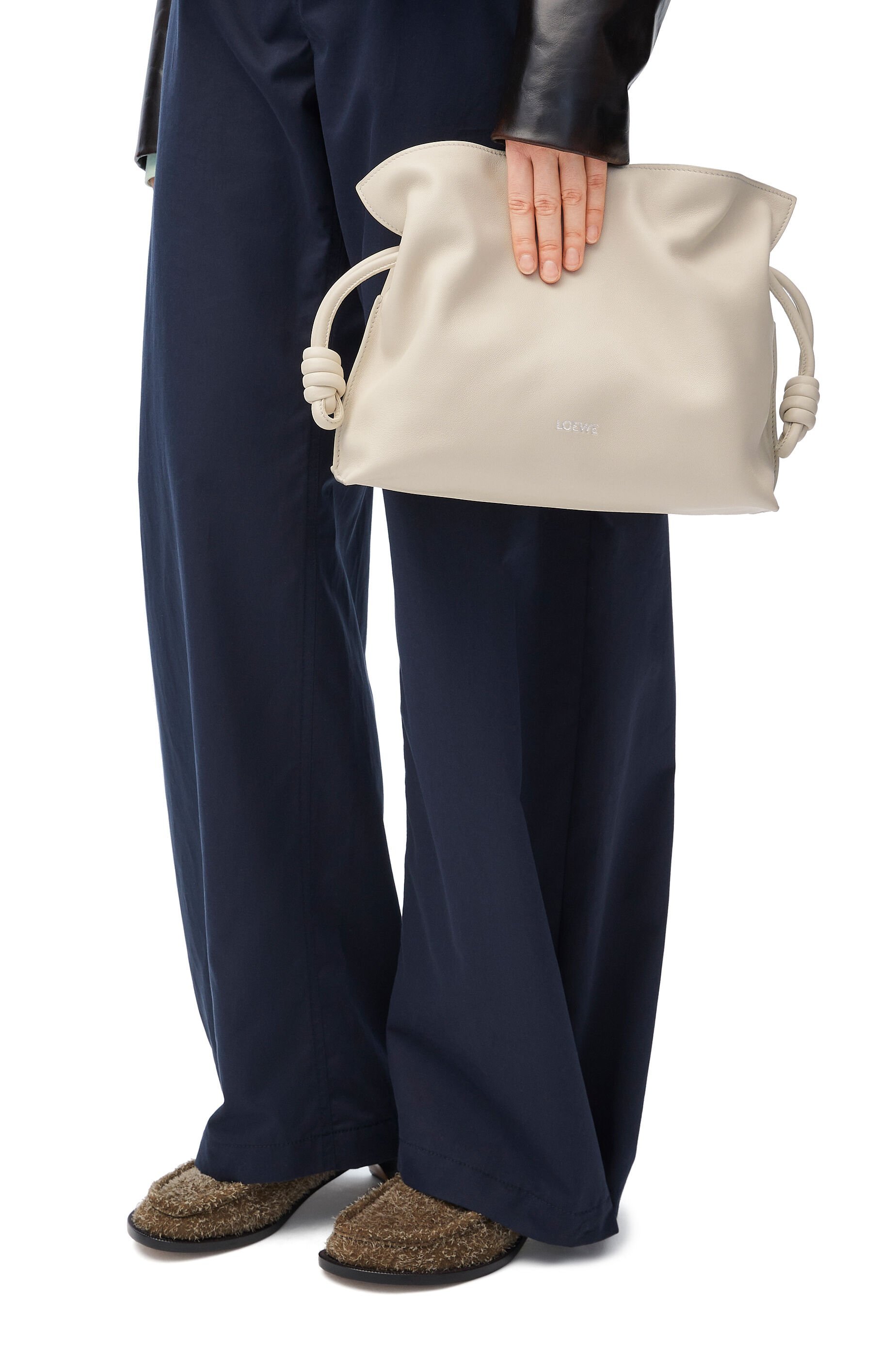 Loewe Flamenco Drawstring Clutch Bag In Nude