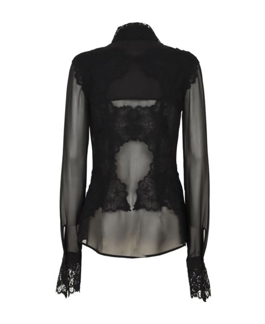 Ermanno Scervino Lace Long-sleeved Shirt In Black