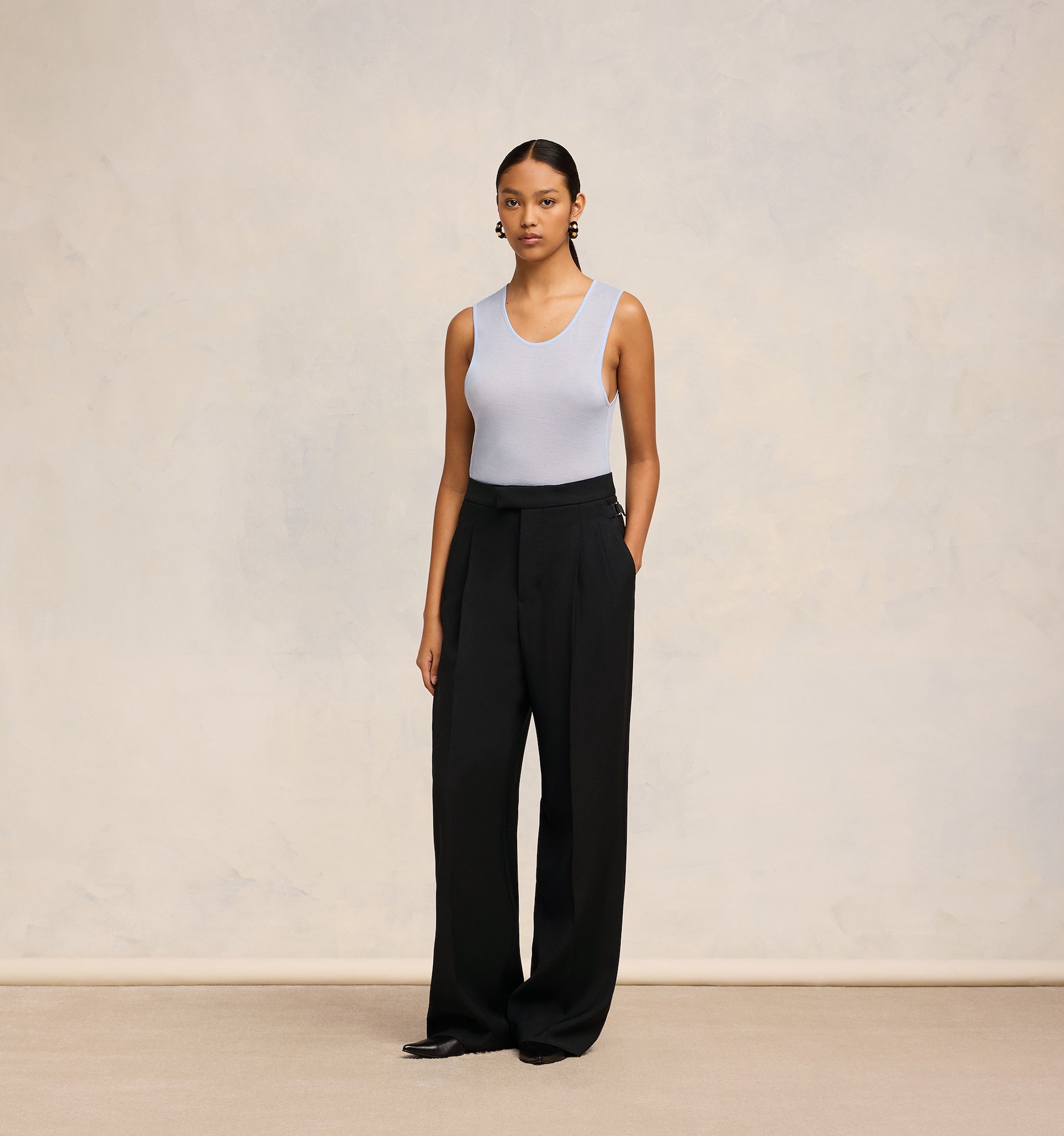 AMI ALEXANDRE MATTIUSSI AMI PARIS HIGH WAIST STRAIGHT LEG PANTS