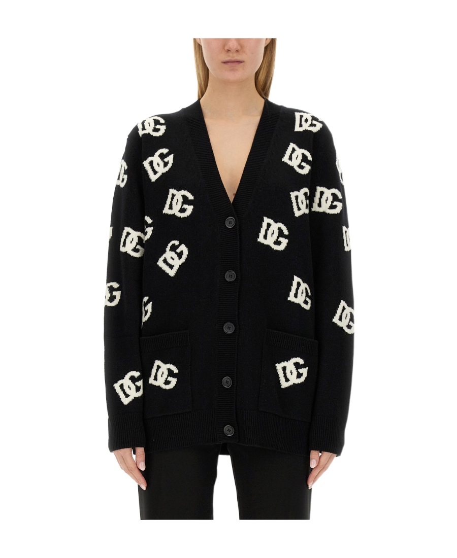 Dolce & Gabbana Dg Monogram Cardigan In Black