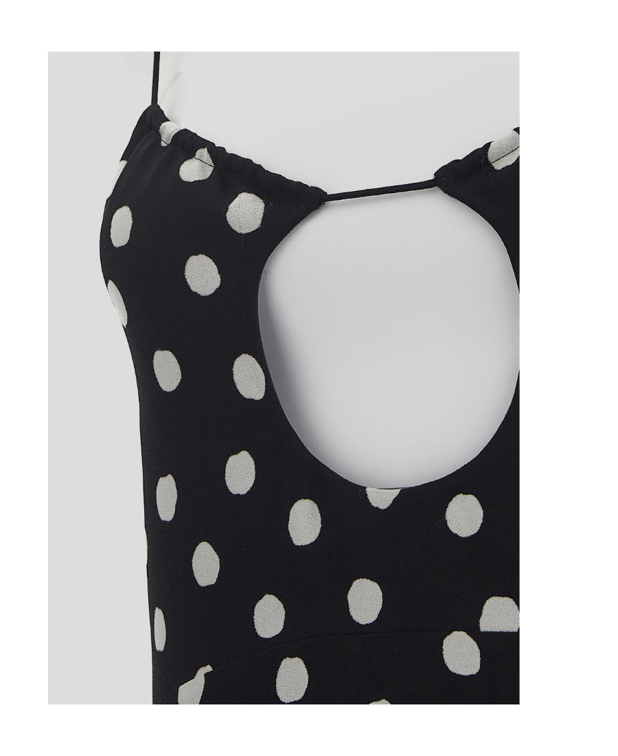 Saint Laurent Polka-dot Cut-out Dress In Black