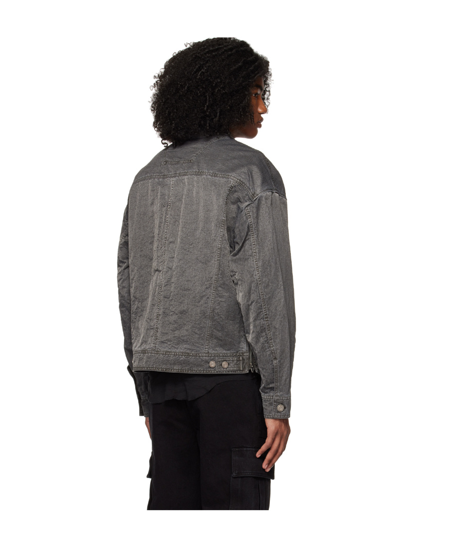 Juunj Dark-wash Denim Jacket In Black