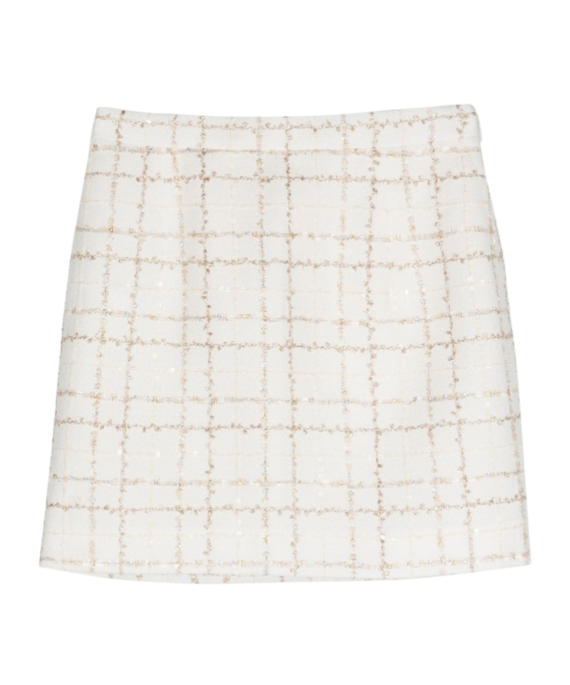 Alessandra Rich Checked Sequin-embellished Metallic Tweed Mini Skirt In White