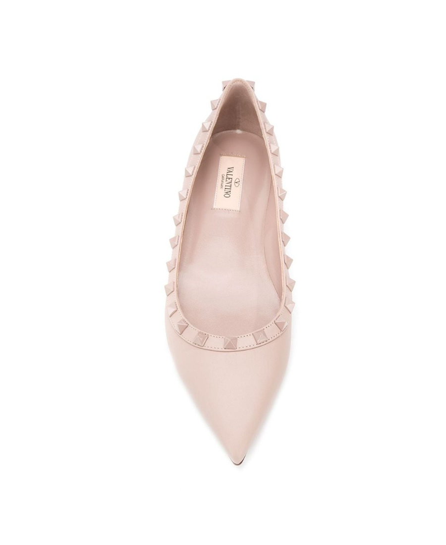 Valentino Garavani Patent Rockstud Ballet Flat Woman Poudre 40 In Nude