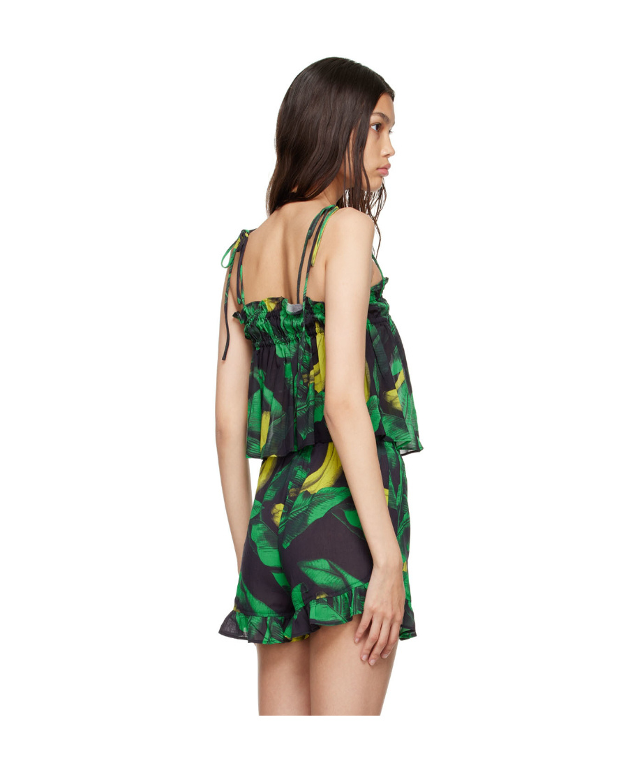 Ganni Banana Tree-print Cami Top In Black