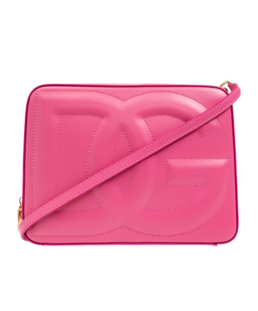 Dolce & Gabbana Medium Dg Logo Leather Camera Bag In Pink