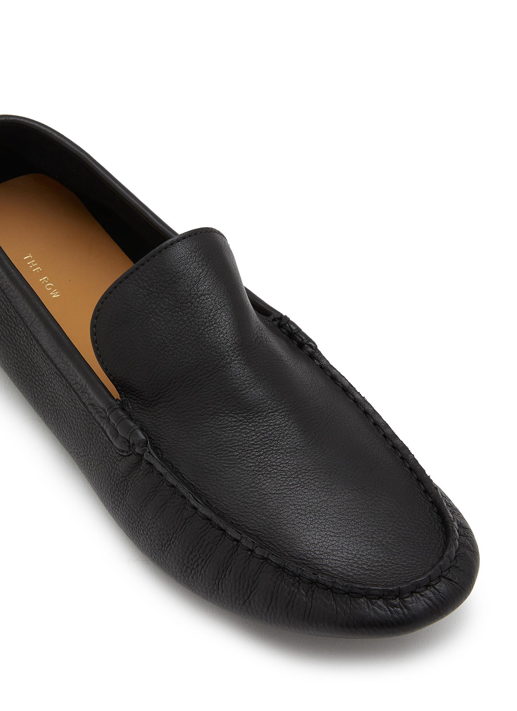 The Row Lucca Leather Loafers In Black