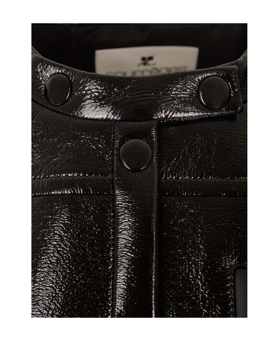 Shop Courrèges Iconic Vinyl Logo-appliqué Jacket In Black