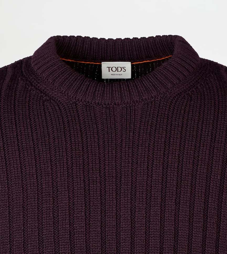 Tod's Ribbed Crew-neck Sweater In Brown