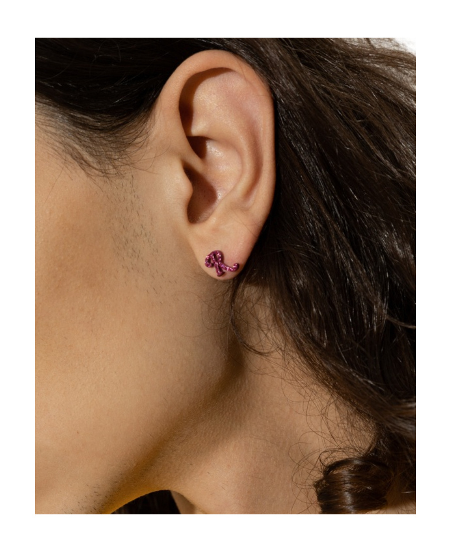 Raf Simons Logo Crystal-embellished Earrings In Pink