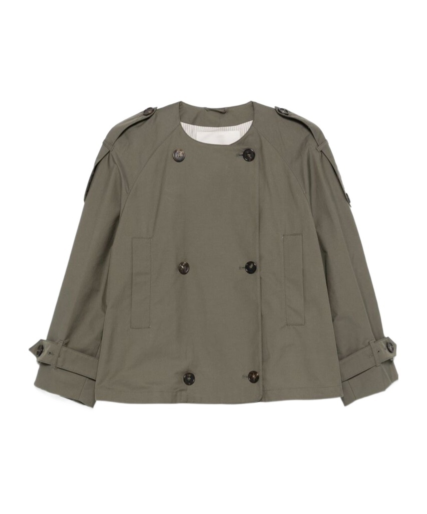 Max Mara Green Jim Trench Coat In Drip-free Twill In Gray