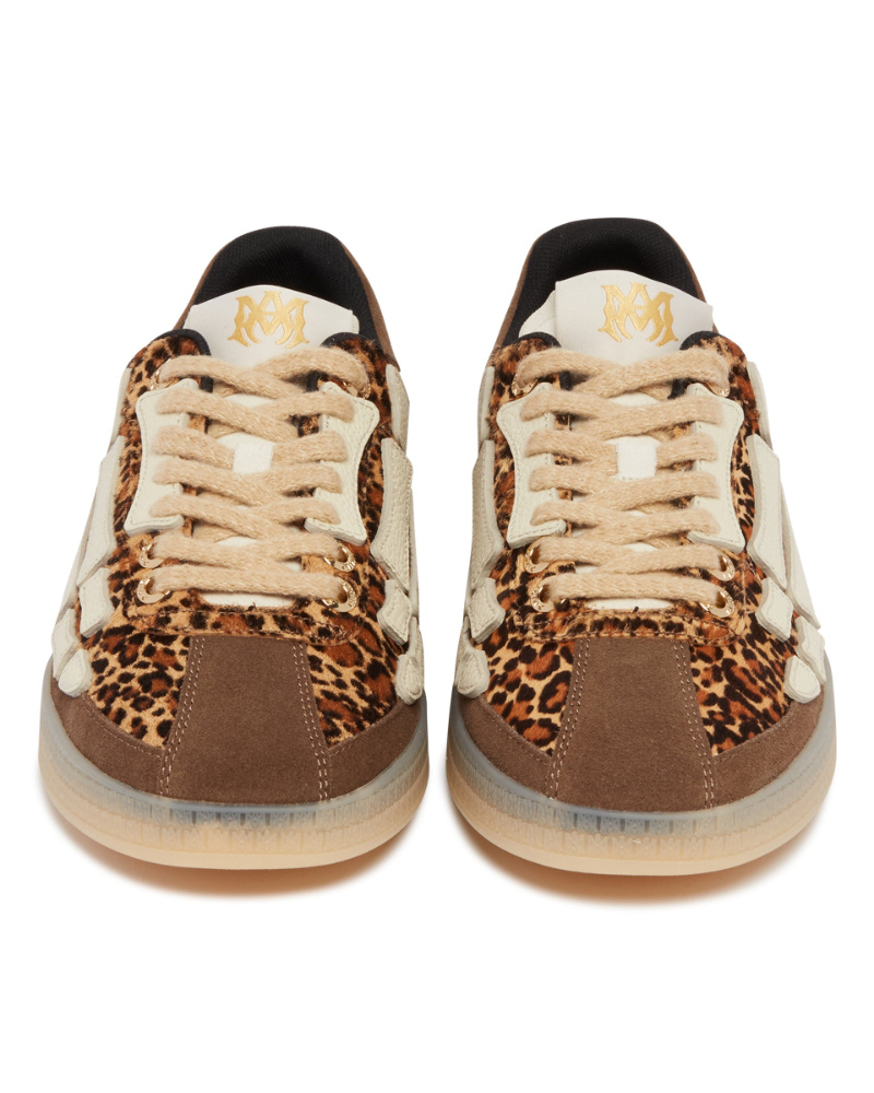 Amiri Pacific Bones Brown Low-top Sneaker With Logo Patch On The Tongue And Leopard Print In Suede Man In Animal Print
