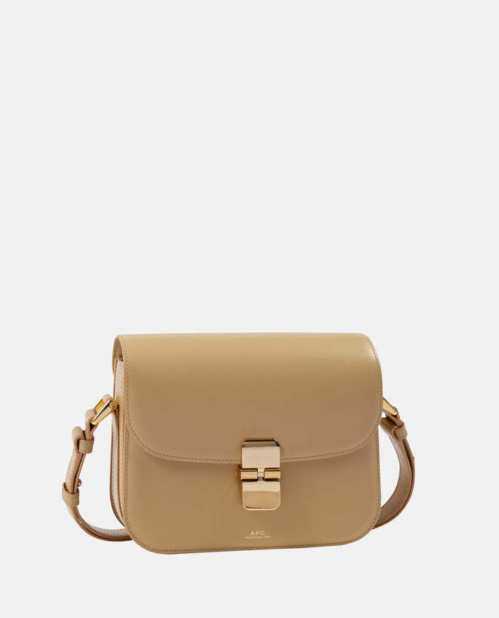 Apc A.p.c. Grace Logo Printed Small Shoulder Bag In Sand