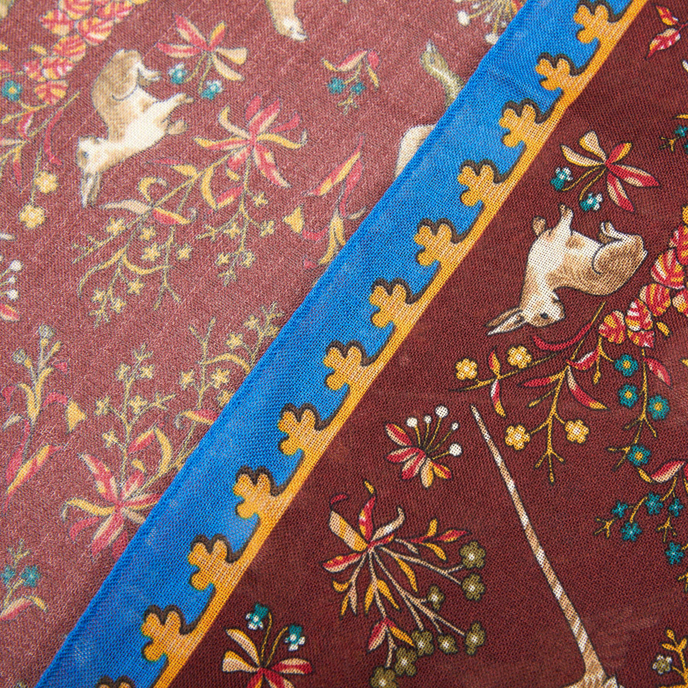 Drake's London Unicorn Printed Scarf In Brown