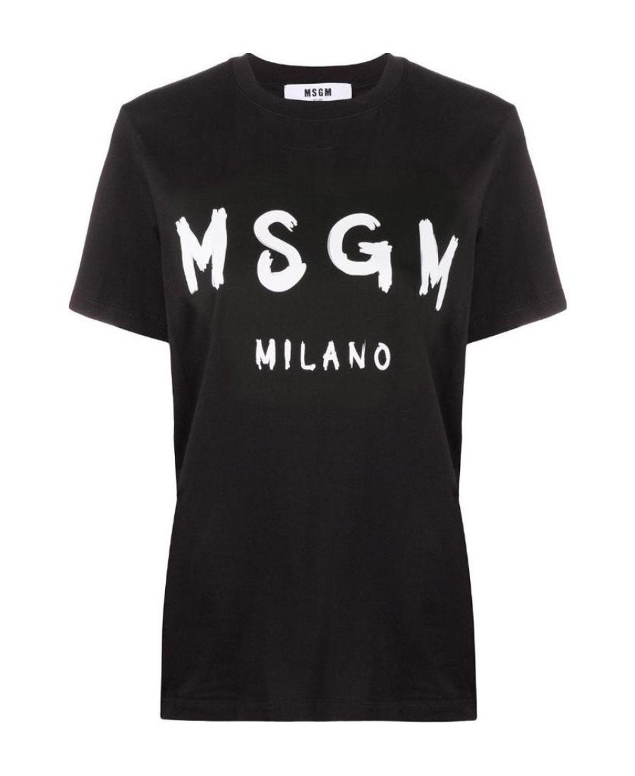 Msgm Black Printed T-shirt In Black