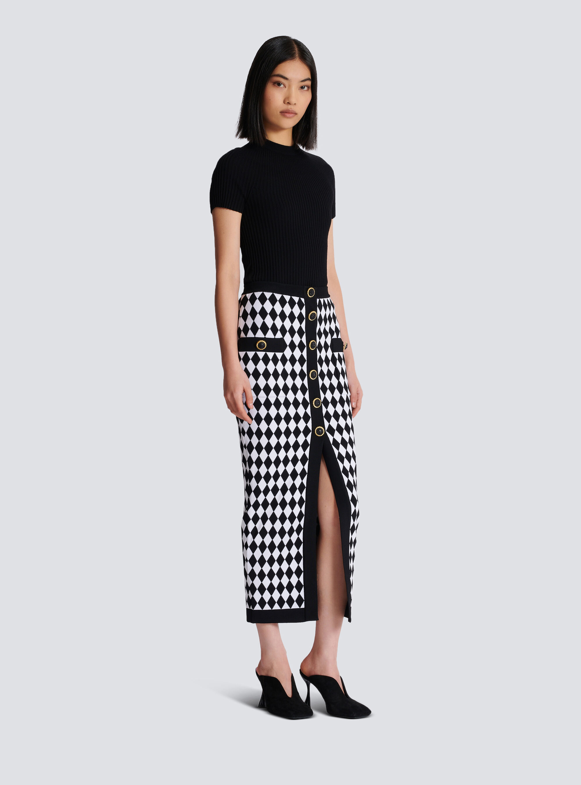 Balmain Buttoned Midi Skirt In White