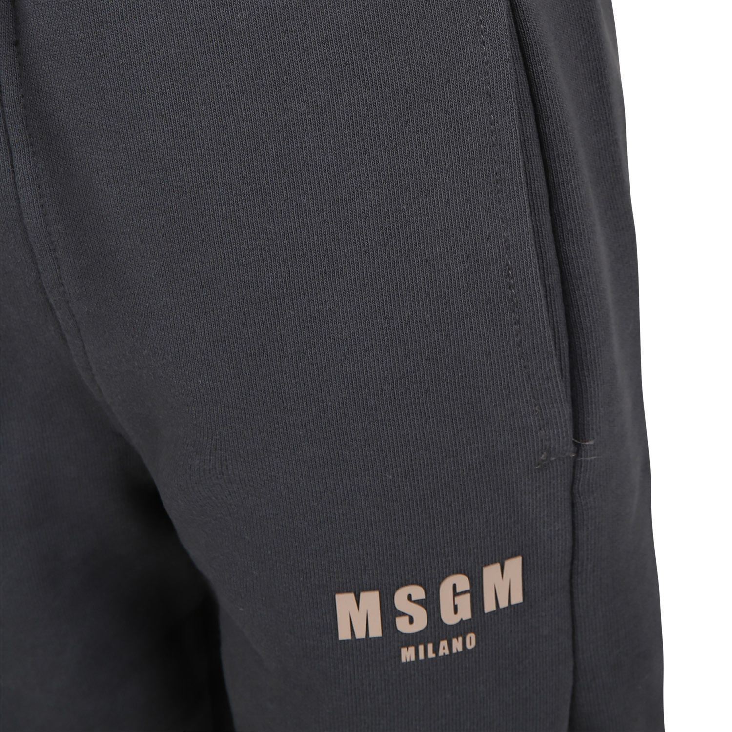 Msgm Rubberised Logo Cotton Trousers In Black