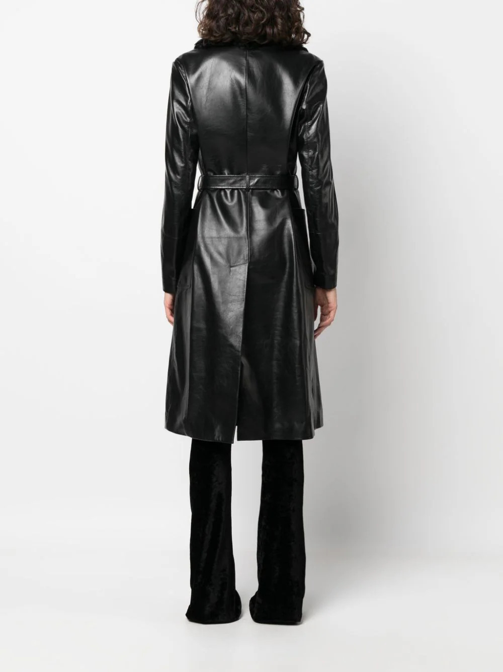 Bally Shearling-collar Leather Trench-coat In Black