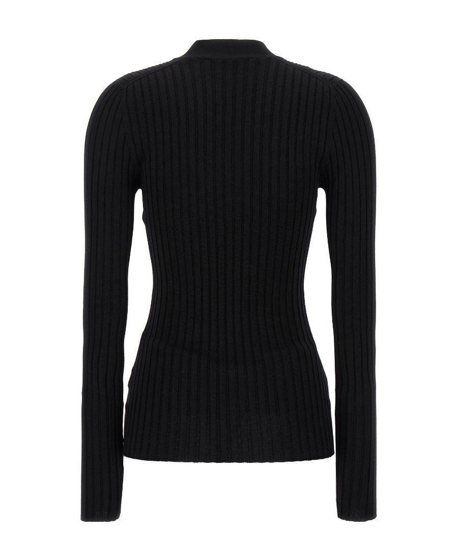 Dolce & Gabbana Logo-plaque Wool-blend Top In Black