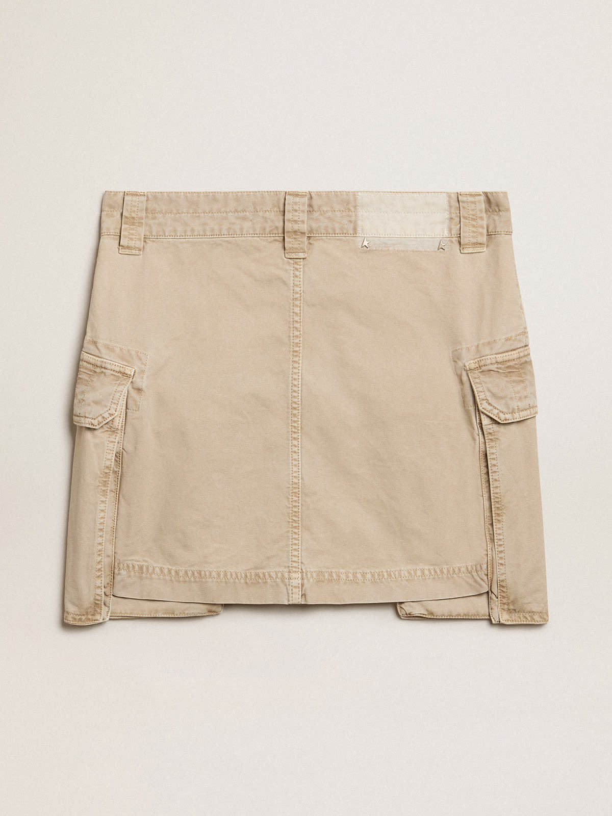 Golden Goose Worker Cotton Asymmetrical Mini Skirt In Nude