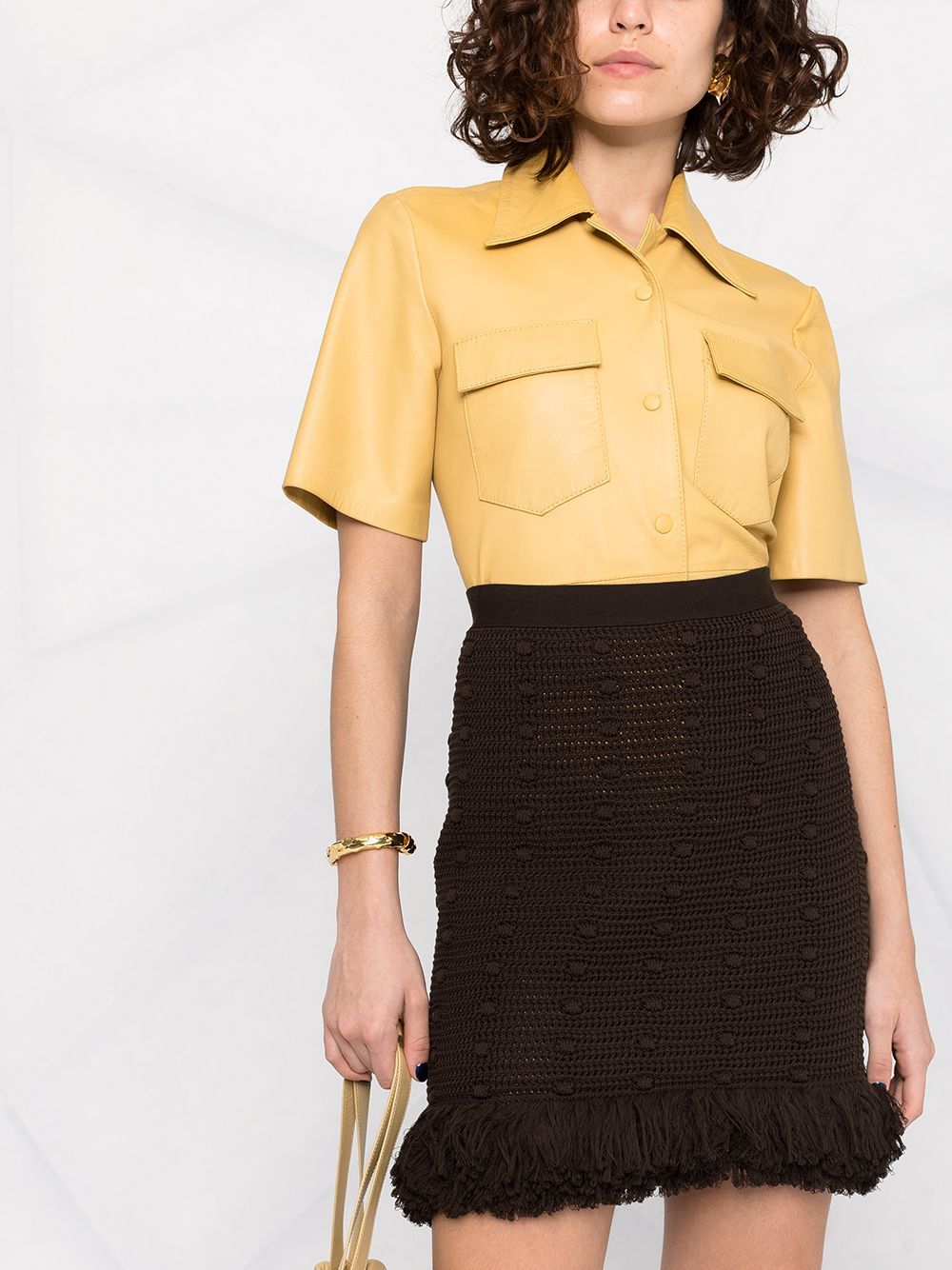 Shop Bottega Veneta Polka Dot Knitted Skirt In Black