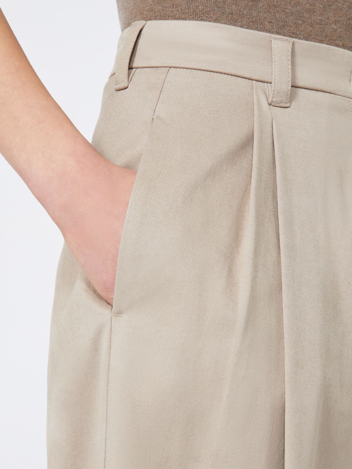 Max Mara Stretch Drill Wide-leg Trousers In Neutral