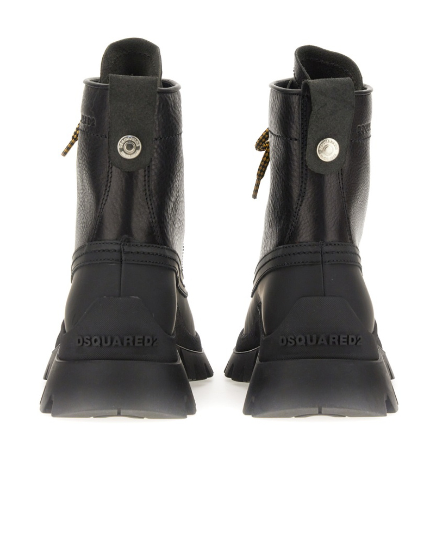 Dsquared2 Lace-up Leather Ankle Boots In Black
