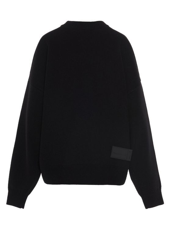 We11 Done Logo Jacquard Intarsia Sweater In Black