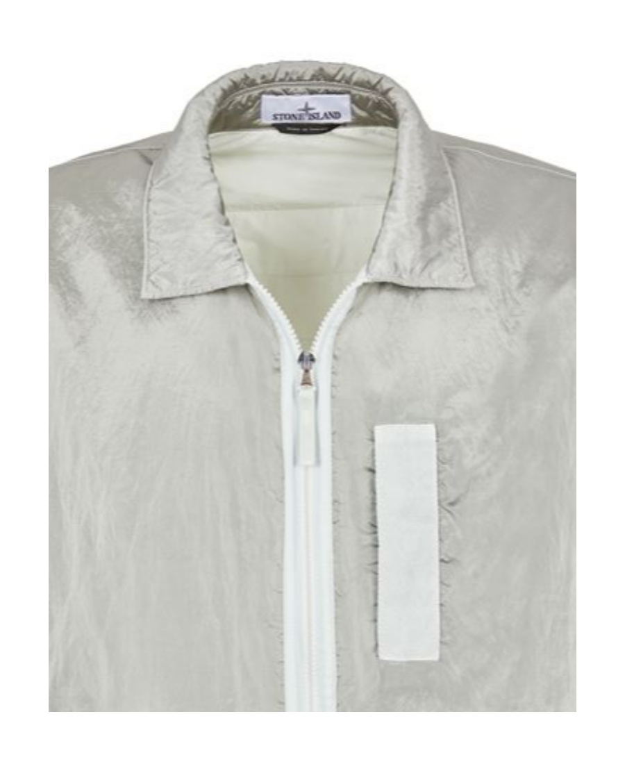 Stone Island Compass Patch Zipped Jacket In Gray