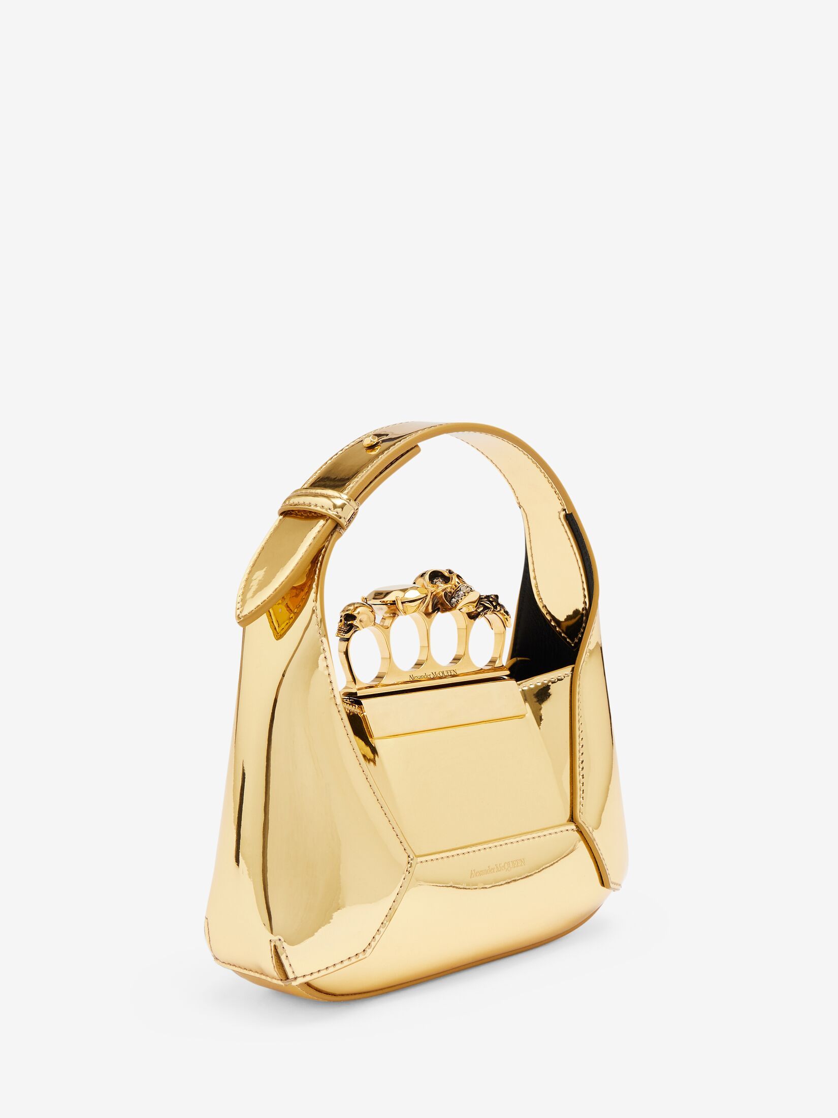 Alexander Mcqueen Jewelled Hobo Mini Shoulder Bag In Gold