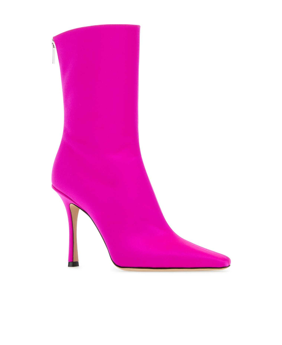 Jimmy Choo Stylish Satin Ankle Boots With 11 Cm Heel Height In Pink
