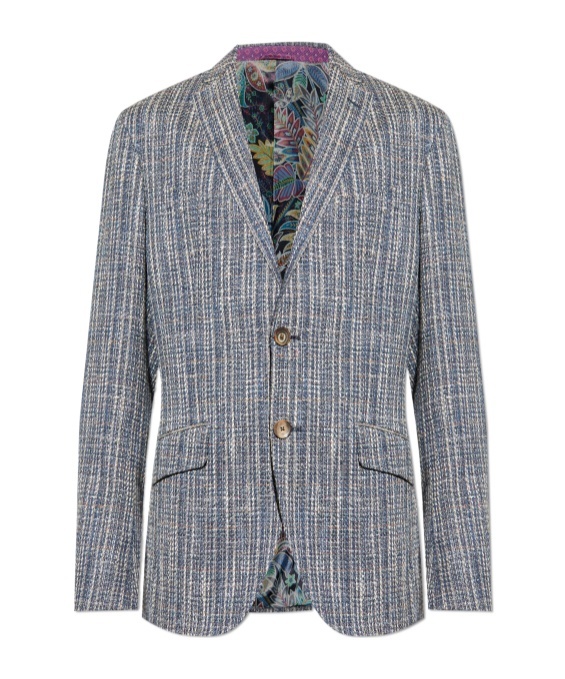 Etro Single-breasted Cotton Blazer In Blue