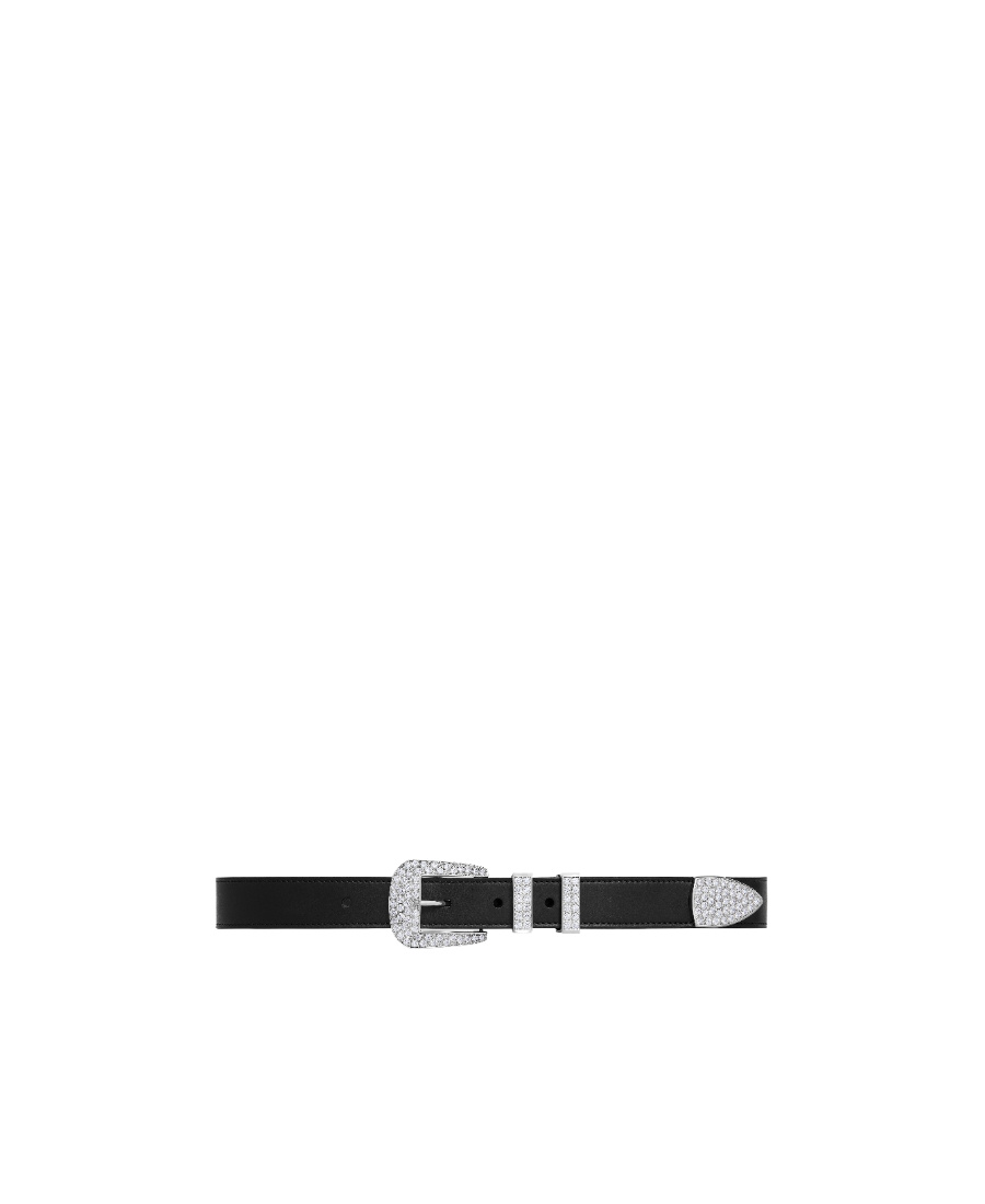 Celine Marco Crystal Inlaid Belt In Black