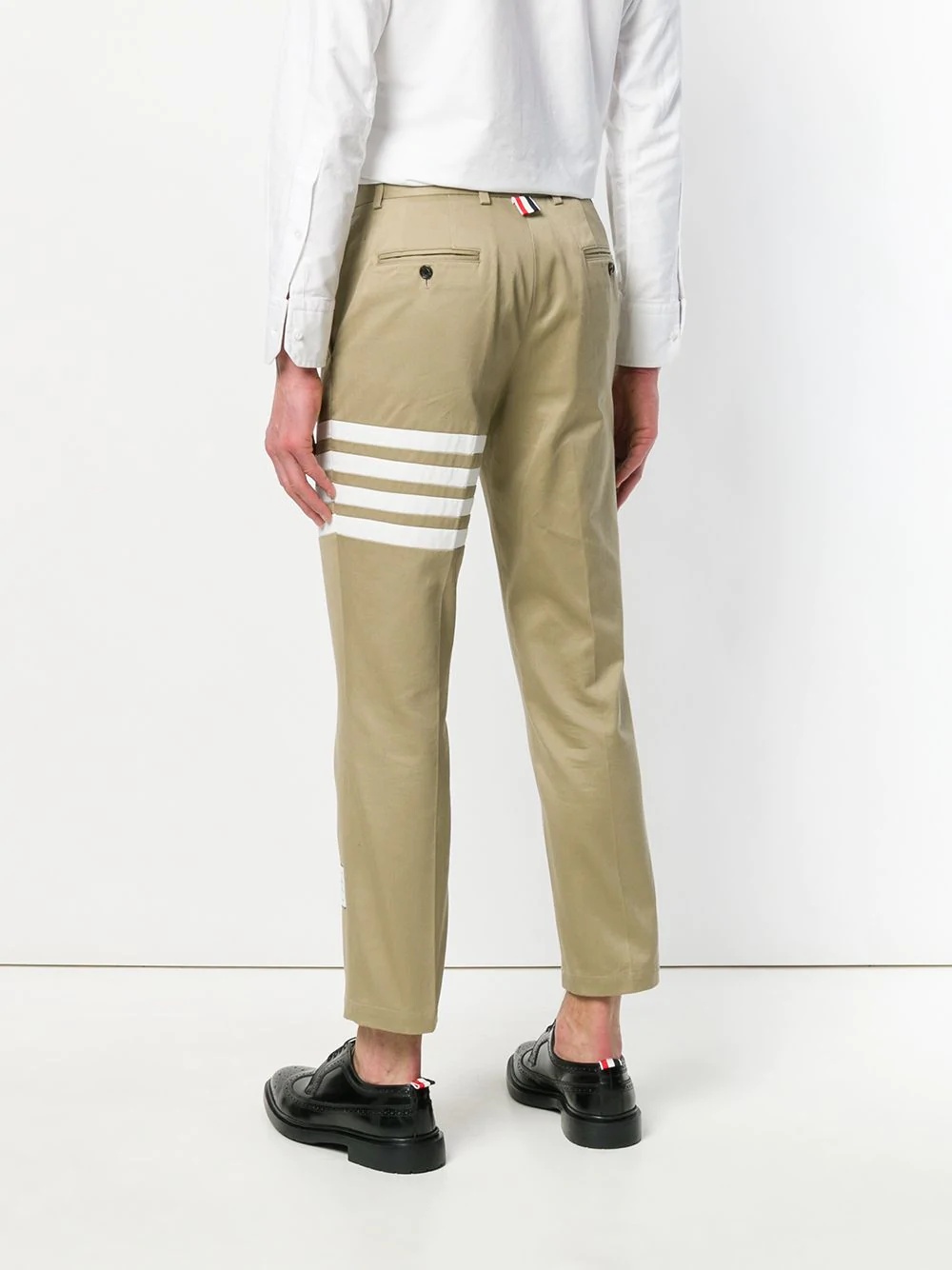 Thom Browne Seamed 4-bar Stripe Unconstructed Chino Trouser In Cotton Twill In Nude
