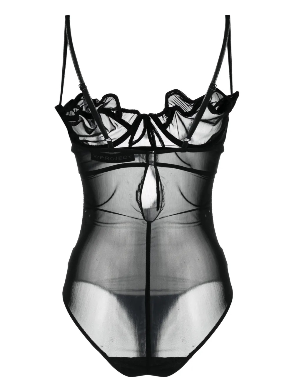 Y/project Sheer-construction Underwired Bodysuit In Gray