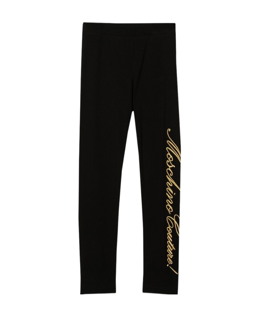 MOSCHINO EMBROIDERED-LOGO DETAIL LEGGINGS