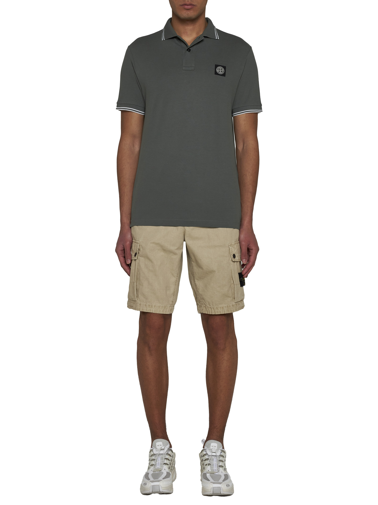 Stone Island Slim Fit Short Sleeve Polo Shirt In Gray