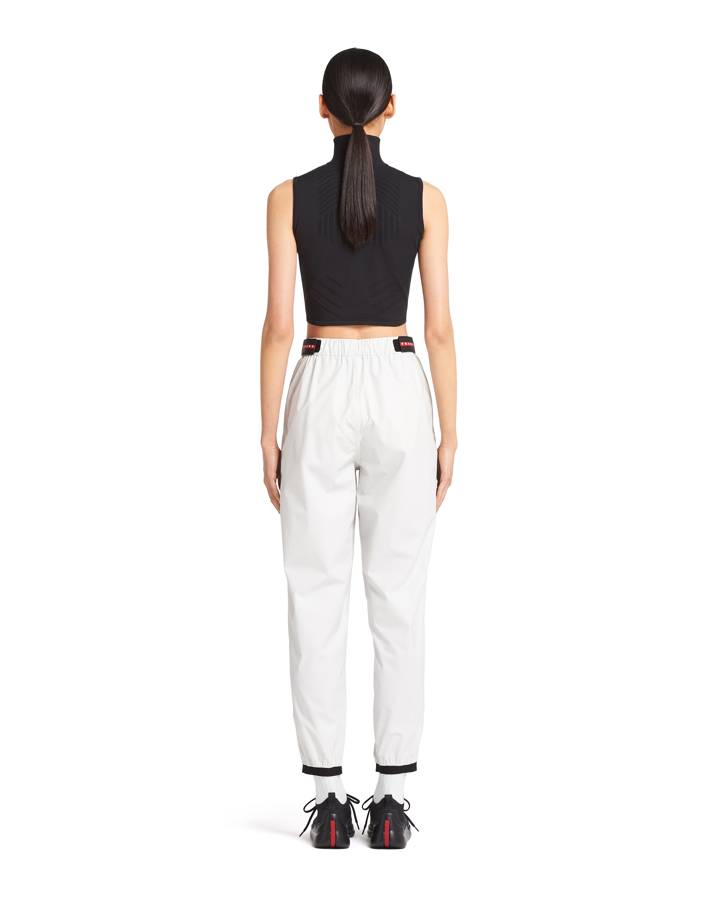 Prada Elastic-waistband Straight-leg Trousers In Blue